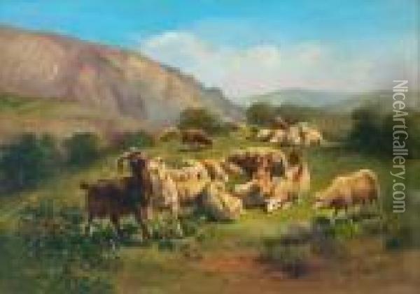 Paesaggio Con Armenti In Riposo Oil Painting - Consalvo Carelli