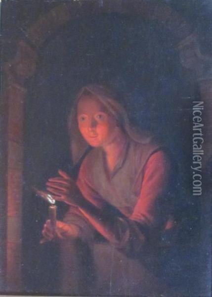 Candlelight Oil Painting - Petrus van Schendel