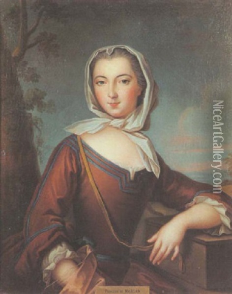 Portrait De La Princesse De Marsan En Savoyarde Oil Painting - Jean-Baptiste Santerre