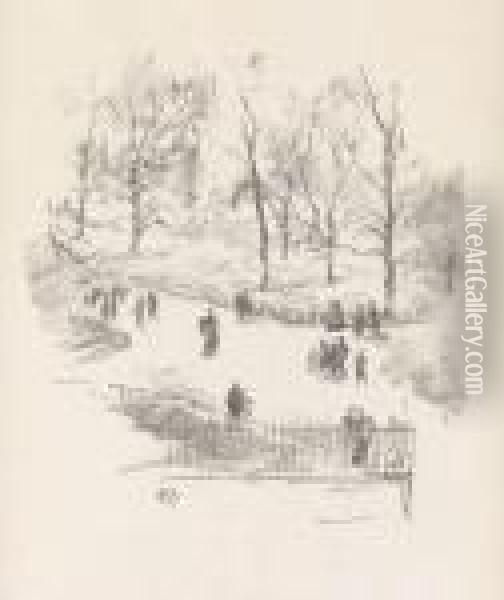 Kensington Gardens Oil Painting - James Abbott McNeill Whistler
