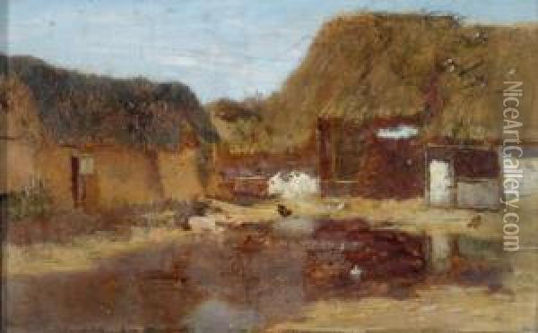 Hof Eines Bauernhofes Oil Painting - Eugene Jettel