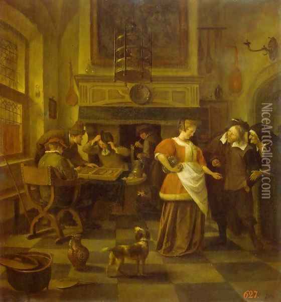 Tavern Scene Oil Painting - Jan Steen