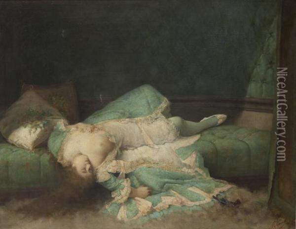 La Suicida Oil Painting - Adolphe Frederic Lejeune