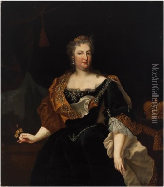 Portrait D'elisabeth Christine De Brunswick-wolfenbuttel (1691-1750), Epouse De L'empereur Charles Vi De Habsbourg Oil Painting - Johann Gottfried Auerbach