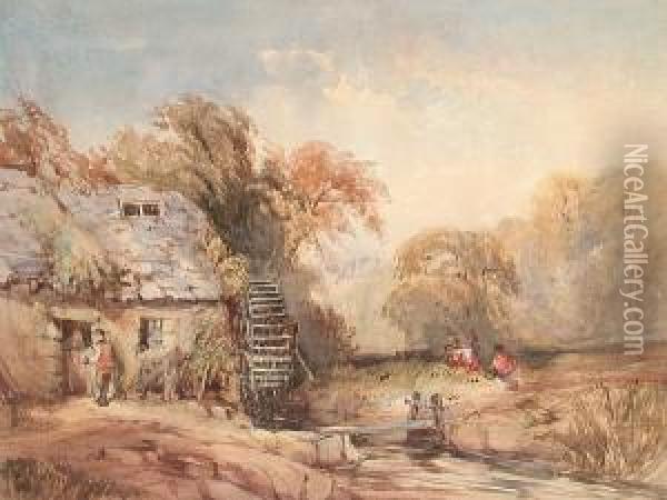 The Watermill Oil Painting - John Skinner Prout