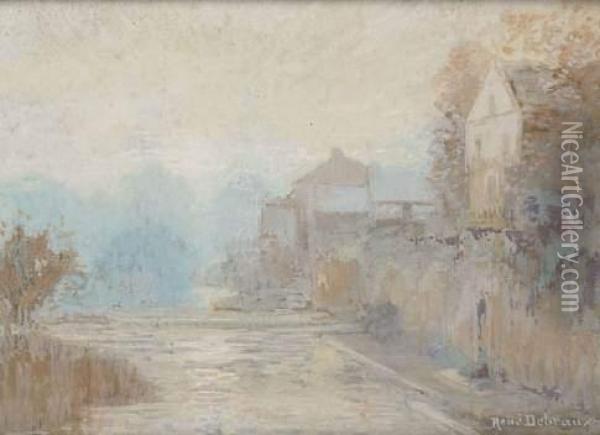Vue D'un Canal, Le Matin Oil Painting - Rene Charles Louis Debraux