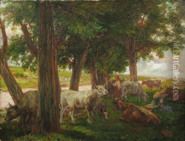 In The Shade Oil Painting - Jean Neylies
