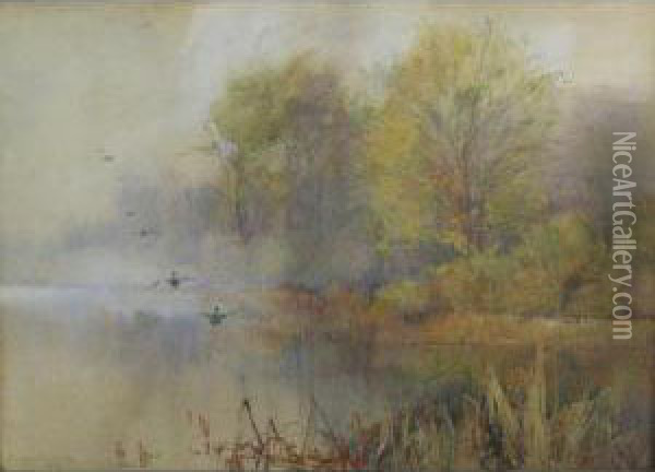 Misty Lake Scene Oil Painting - Philip Eustace Stretton