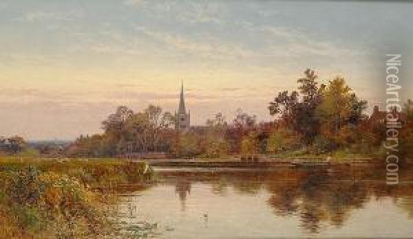 On The River Oil Painting - Alfred I Glendening