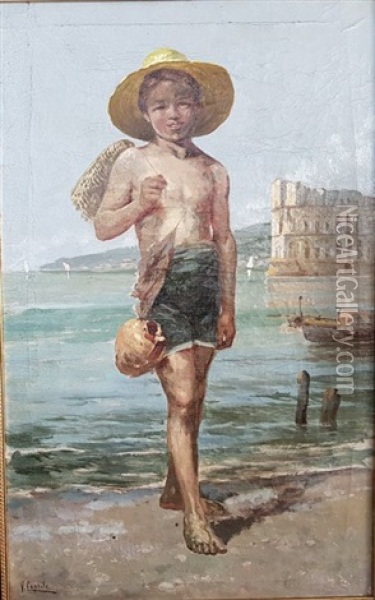 Giovane Pescatore A Napoli Oil Painting - Vincenzo Caprile