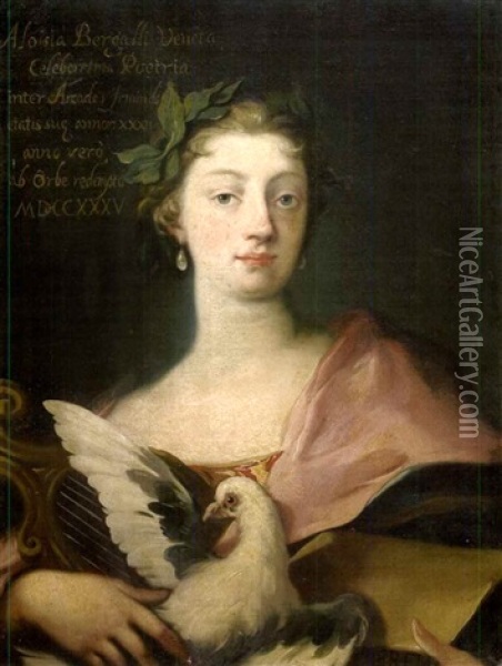 Brustbild Der Venezianischen Dichterin Luisa Bergalli Oil Painting - Giovanni Antonio Pellegrini