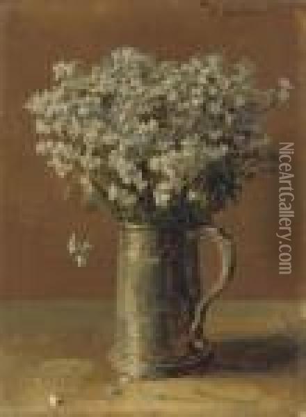 Wild Flax In A Pewter Tankard Oil Painting - Iulii Iul'evich (Julius) Klever