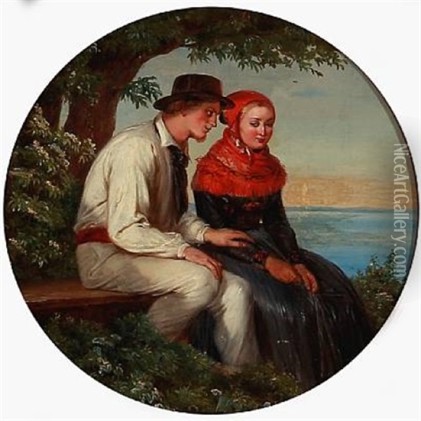 Jochum Og Lisbeth (after Johanne Luise Heiberg) Oil Painting - Elisabeth Anna Maria Jerichau-Baumann