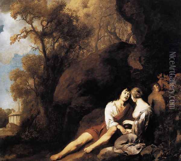 Amorous Couple in a Landscape c. 1640 Oil Painting - Sir Peter Lely