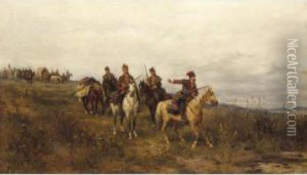 The Cossacks Oil Painting - Ludwik Gedlek