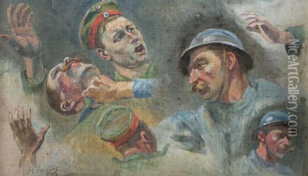 Estudio De Soldados Oil Painting - Henri G. Chartier