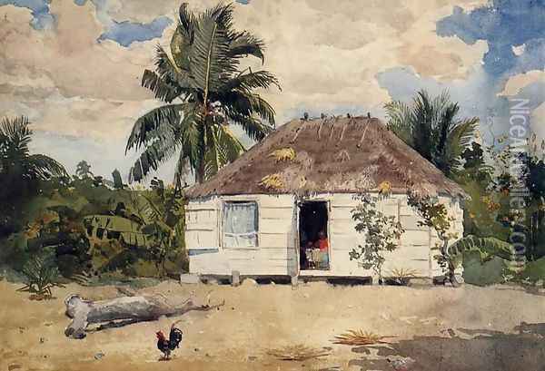 Native Huts, Nassau Oil Painting - Winslow Homer