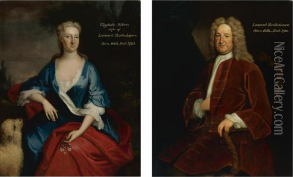 Portrait Of Leonard Bartholomew And His Wife Elizabeth Miller Oil Painting - Sir Godfrey Kneller