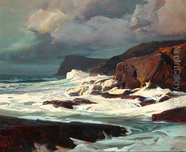Morning Light On Breaking Surf Oil Painting - Frederick Judd Waugh