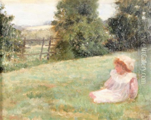 Young Girl In Lanscape Oil Painting - Samuel McCloy