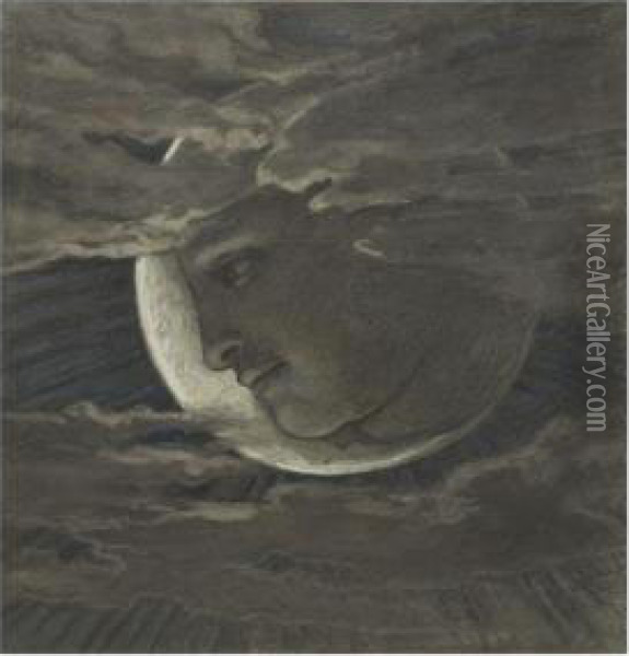Luna Oil Painting - Elihu Vedder