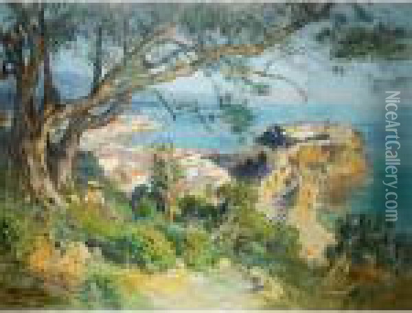 The Rock Of Monaco Oil Painting - Frederick Arthur Bridgman