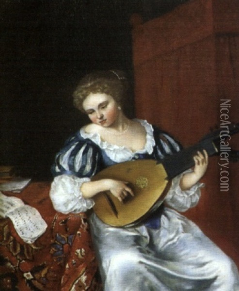 Une Joueuse De Luth Oil Painting - Willem Verschuring the Younger