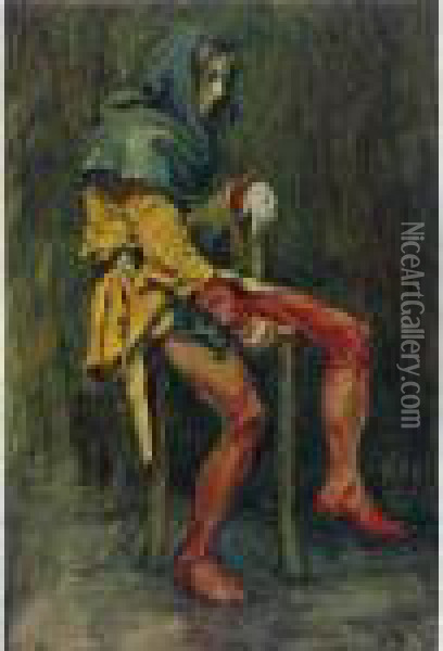 Touchstone, The Jester Oil Painting - John William Waterhouse