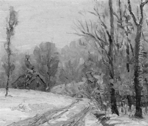 Winter Landscape Oil Painting - August H.O. Rolle