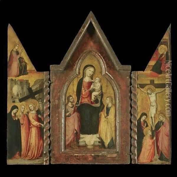 The Madonna And Child With Saints John The Baptist And Catherine Oil Painting - Bicci Di Lorenzo