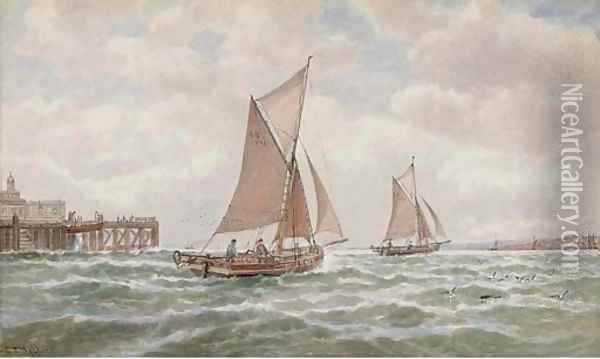 Leigh boats off Southend Pier Oil Painting - George Stanfield Walters