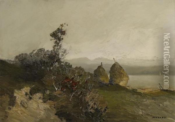 Landschaft Am See Oil Painting - Oskar Mulley