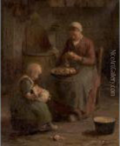 Mother And Daughter Oil Painting - Evert Pieters