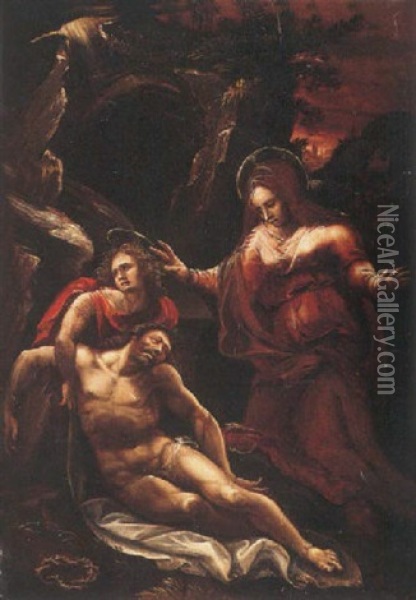 The Lamentation Oil Painting - Giovanni Antonio (il Sodoma) Bazzi