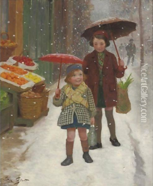 It's Snowing Oil Painting - Victor-Gabriel Gilbert