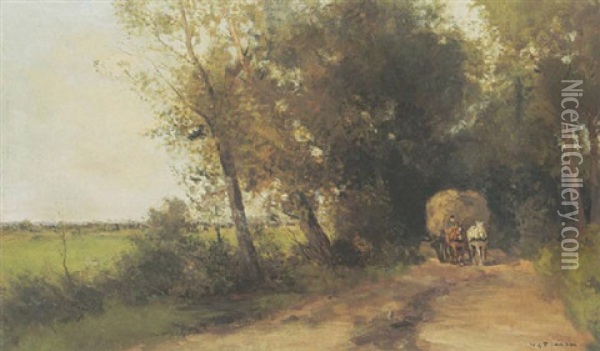 A Haywagon On A Country Road Oil Painting - Willem George Frederik Jansen
