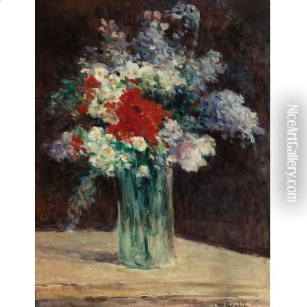 Fleurs Dans Un Vase Oil Painting - Maximilien Luce