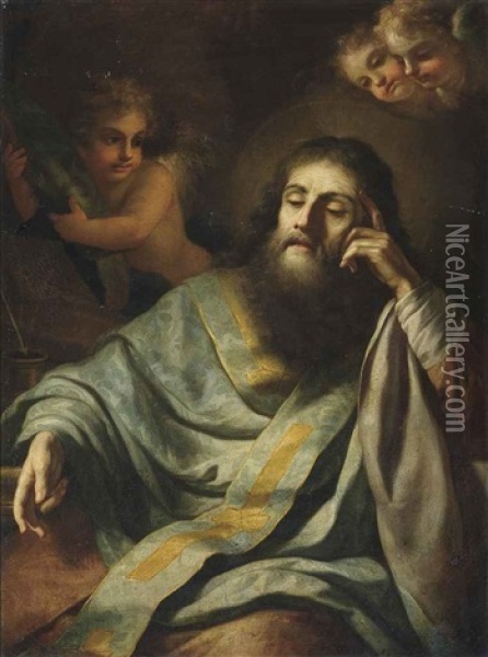 A Saint In Contemplation Attended By Putti Oil Painting - Paolo de Matteis
