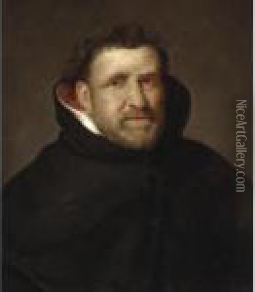 A Portrait Of The Dominican 
Friar Michiel Ophovius (1570-1637), Bust Length, Wearing A Habit Oil Painting - Peter Paul Rubens