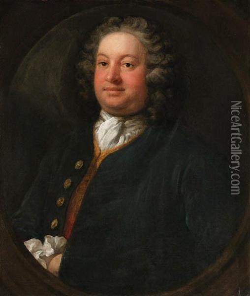 Portrait Of A Gentleman, Possibly Edward Cope Hopton Oil Painting - William Hogarth
