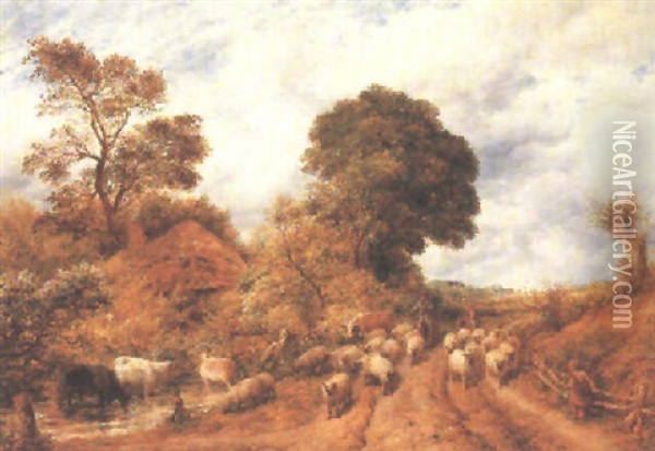 A Country Road Oil Painting - John Linnell