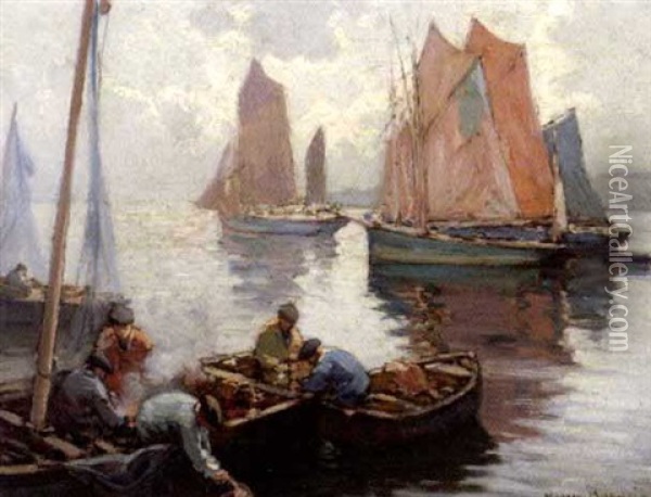 Schiffe Vor Venedig Oil Painting - Henri Alphonse Barnoin