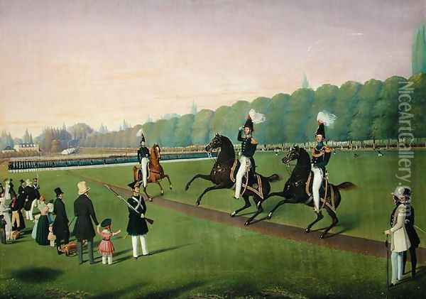 Parade of the Hamburg Burgermilitars, 1840 Oil Painting - Valentin Wassner