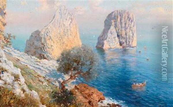 View Of The Faraglioni Oil Painting - Bernard Hay