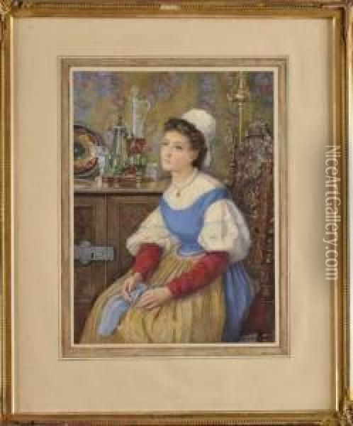 Jeune Femme Pensive Oil Painting - Catherine Adelaide Sparkes