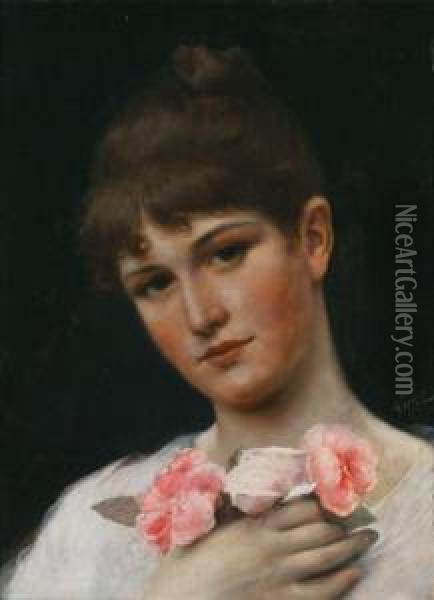 Lady With Roses Oil Painting - Alfred Seifert