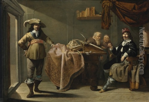 Almsgiving In A Notary's Office Oil Painting - Jacob Duck
