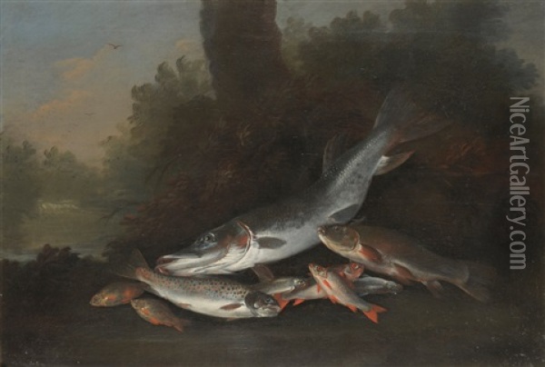 Still Life Of Fish Oil Painting - George William Sartorius
