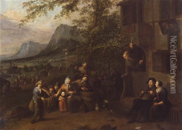 Rejouissance Villageoise Devant L'estaminet Oil Painting - Cornelis Pietersz Bega