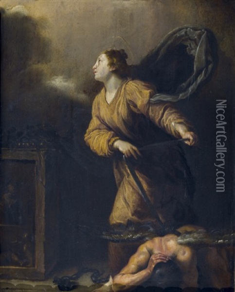 Die Heilige Juliana Von Nikomedien Besiegt Den Teufel Oil Painting - Domenico Feti